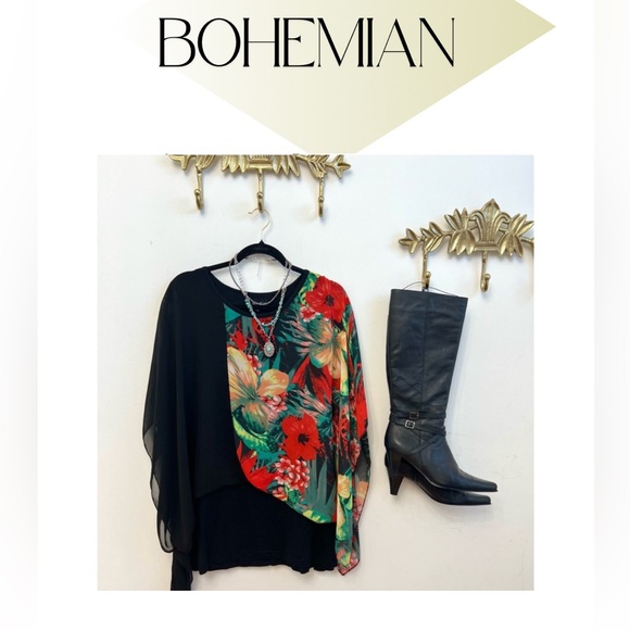 anna bella Tops - French Riviera Punch flowy kimono blouse Xl